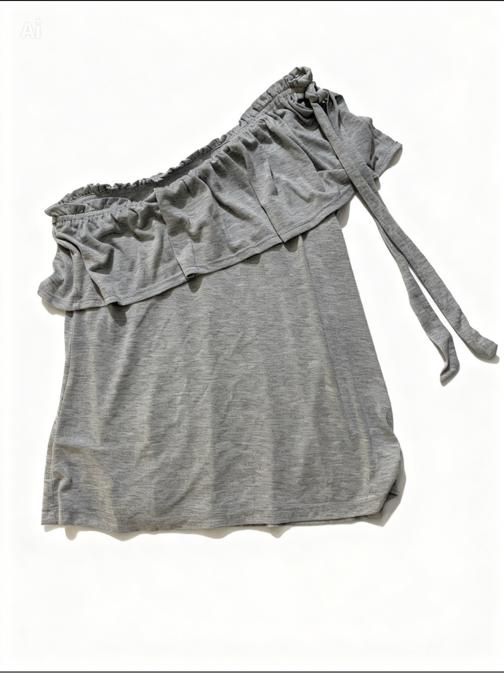 LOFT Grey Off-Shoulder Ruffle Top